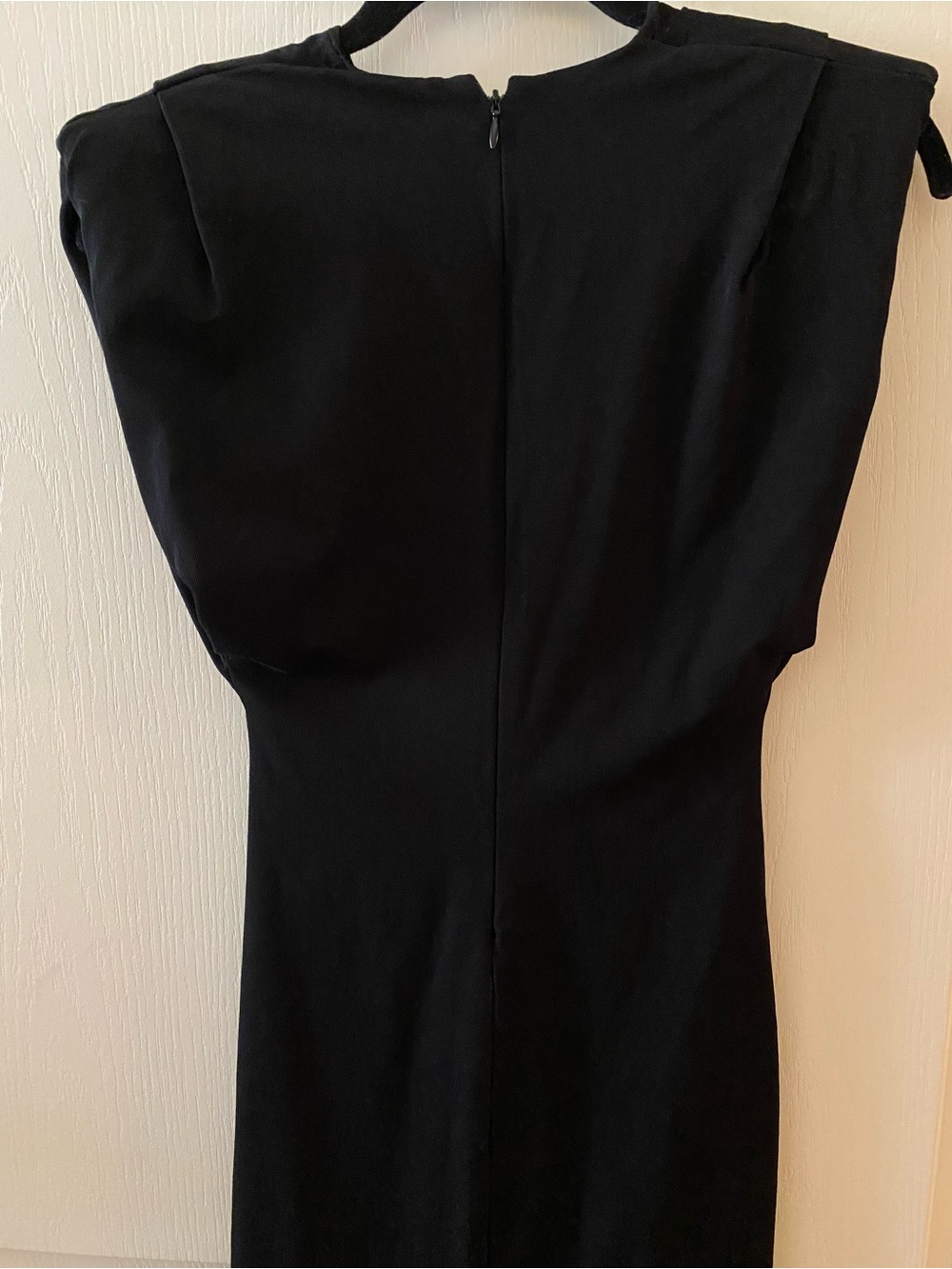 ZARA ZW Collection Ruched Black Midi Dress w/ Shoulder Pads - XS - Picture 6 of 14
